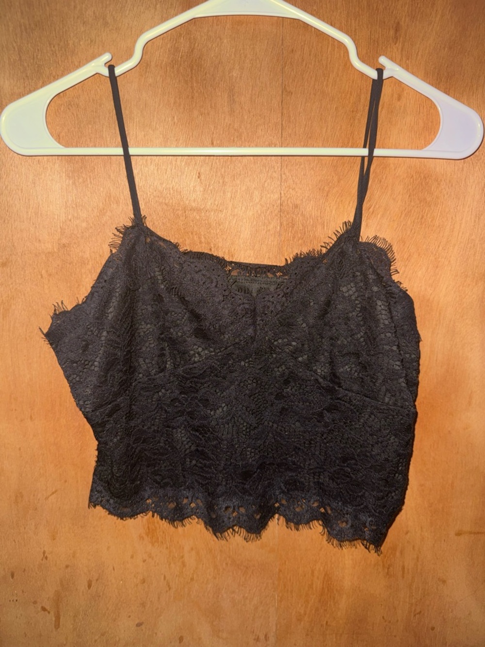 Black Lace Cropped Camisole Top - Women